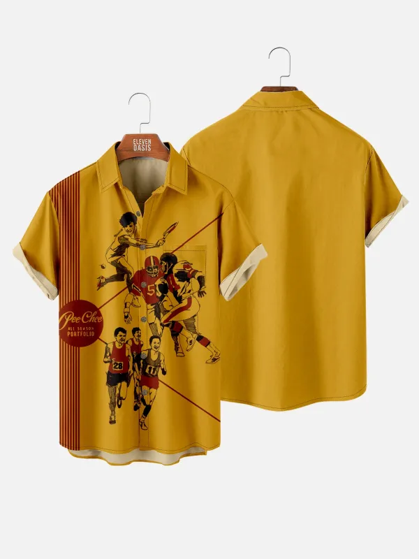 Men's Pee Chee Folder Inspired Nostalgia Short Sleeve Shirt with Chest Pocket sold by Eleven Oasis