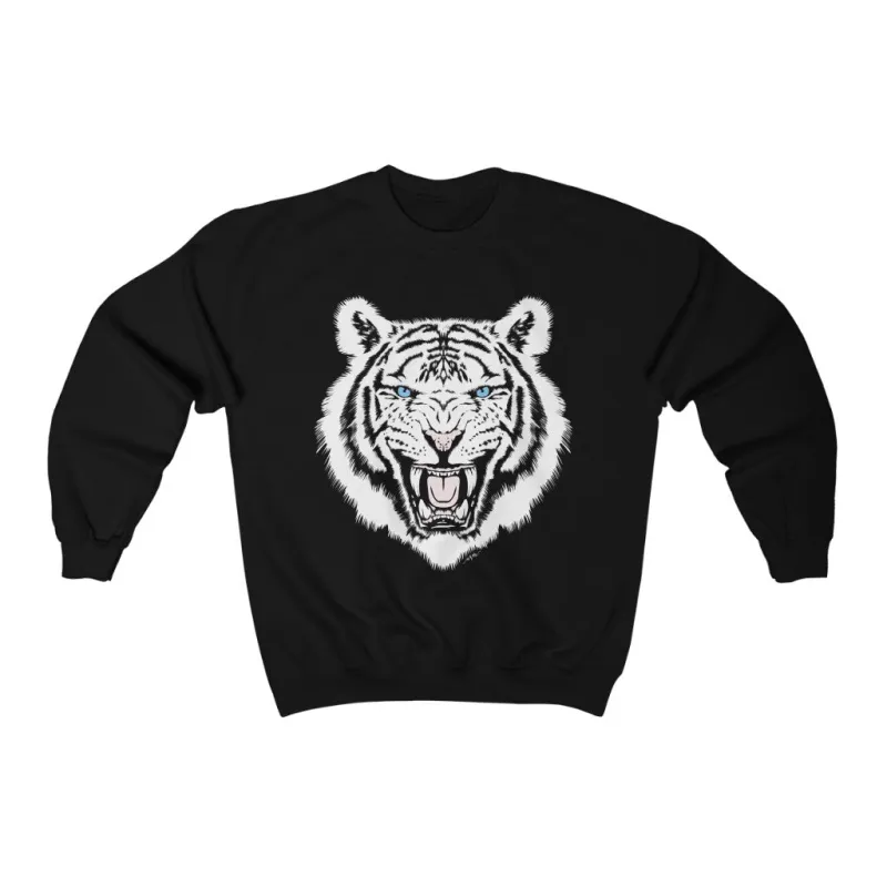 White Tiger Unisex Charcoal Sweatshirt sold by Always Stylish Mama