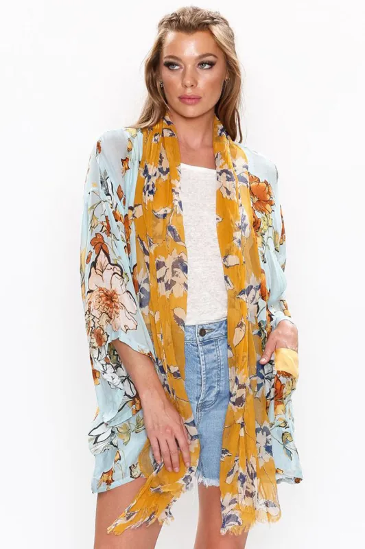 Floral Bomb Kimono sold by Aratta