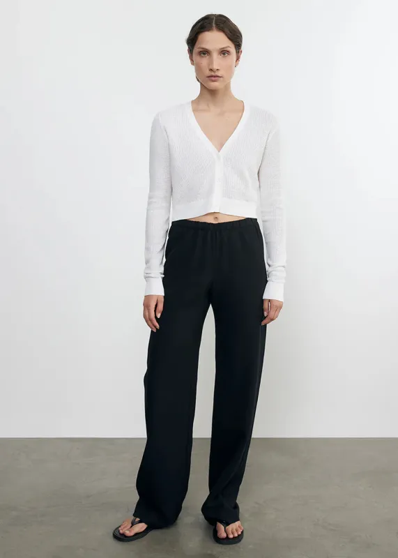 Enza Costa - Linen Open Knit Cropped V Neck Cardigan - White sold by Jessie Boutique