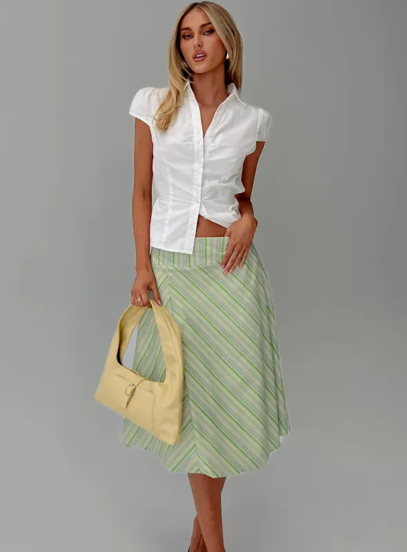 Vettie Midi Skirt Green Multi sold by Princess Polly