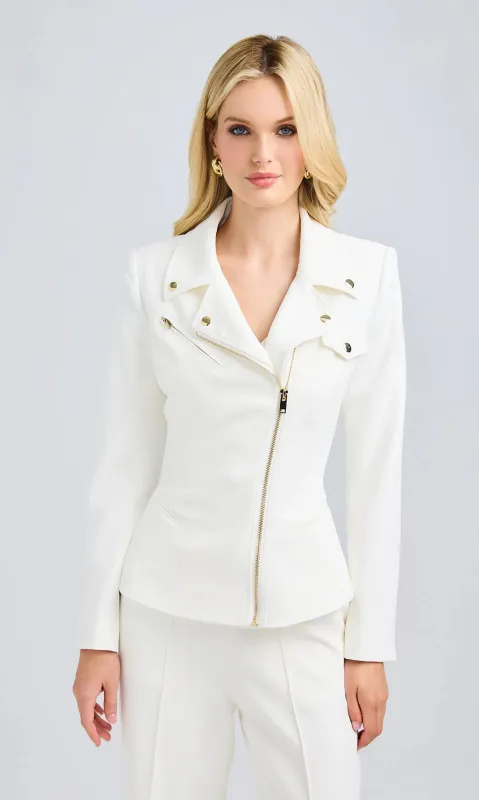 Generation love - Selah Crepe Moto Jacket - White sold by Jessie Boutique