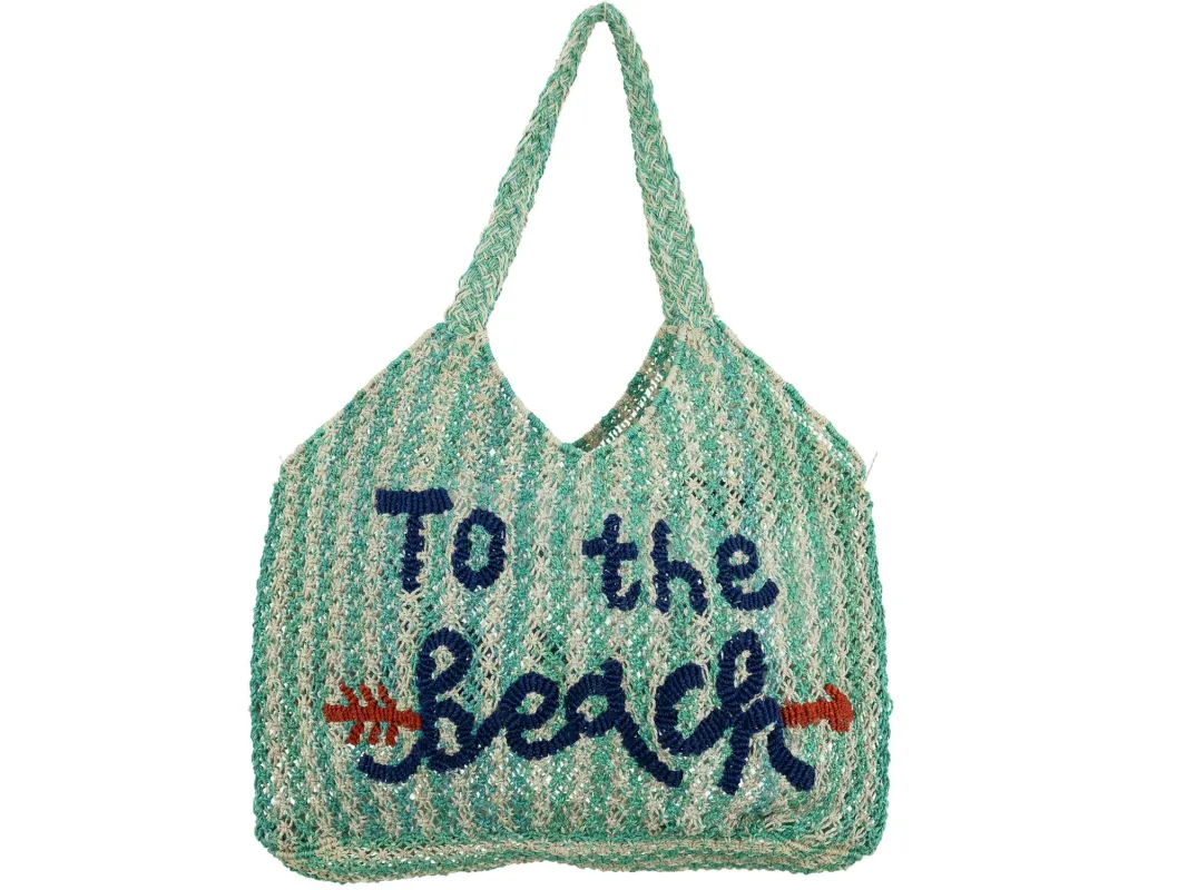 The Jacksons - To The Beach - Aqua/Natural sold by Jessie Boutique