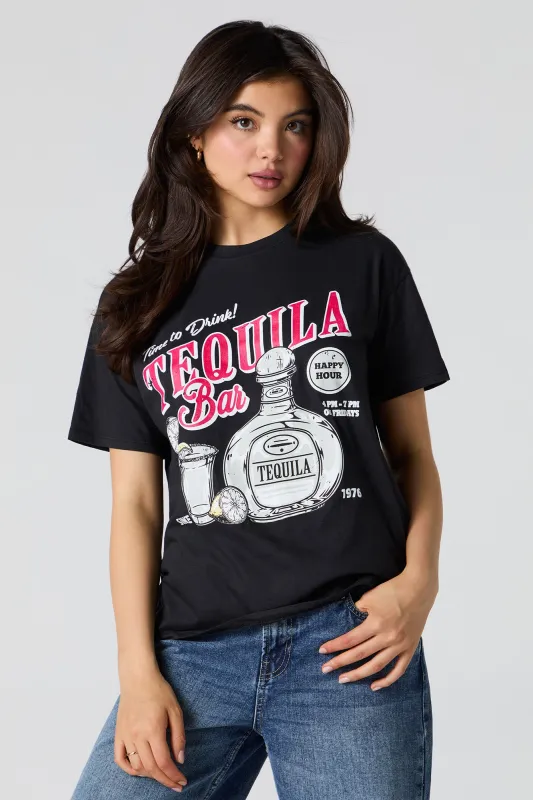 Tequila Bar Graphic Boyfriend T-Shirt sold by Urban Planet