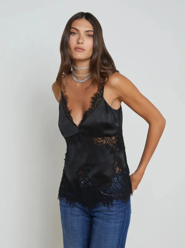 L'agence - Mitsu Silk Lace Camisole - Black sold by Jessie Boutique