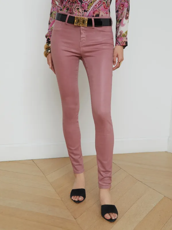 L'agence - Marguerite Coated Skinny Jean - Mauve Rose sold by Jessie Boutique
