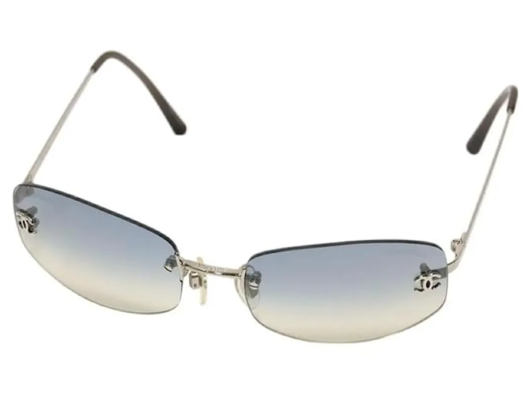Chanel Silver Light Blue Ombre Rimless Sunglasses 4002 sold by Joli Closet
