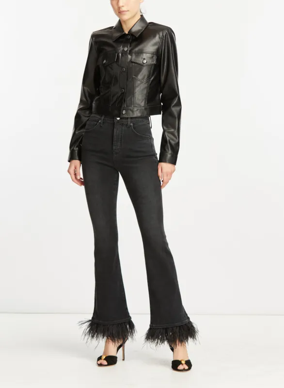 Veronica Beard - Carson High Rise Ankle Flare W/ Feather Hem - Washed Onyx sold by Jessie Boutique
