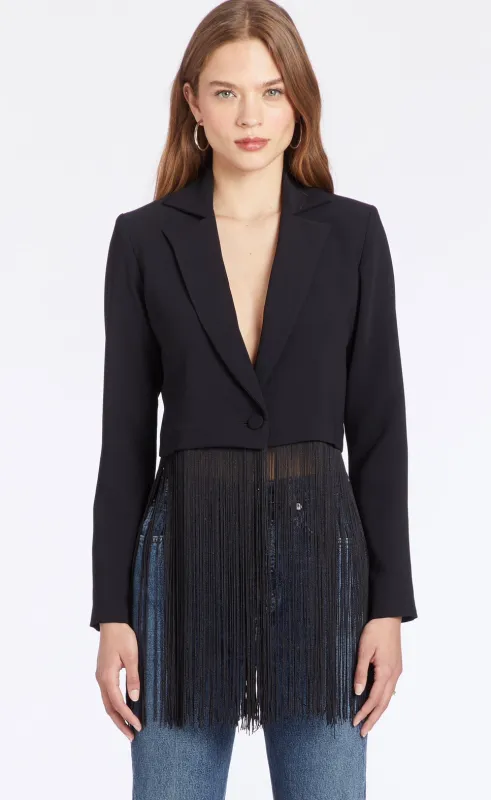 Amanda Uprichard - Jonas Blazer w/ Fringe - Black sold by Jessie Boutique