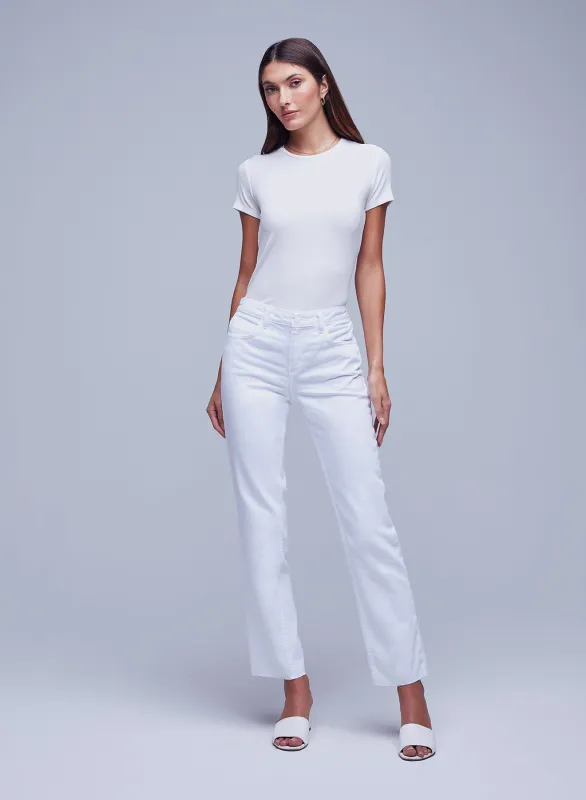 L’agence - Milana L/R Stovepipe Jean - Blanc sold by Jessie Boutique
