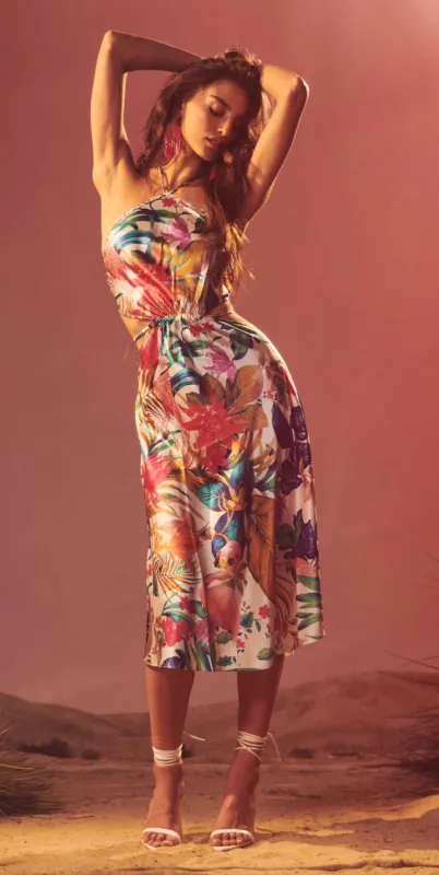 Rococo Sand - Zazu Midi Dress - Motley Tropical sold by Jessie Boutique