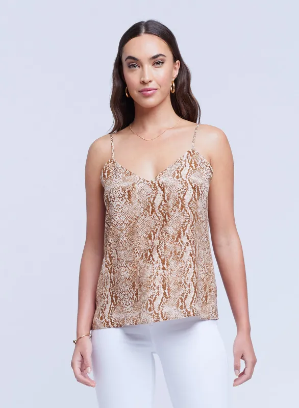L’agence - Jane Spaghetti Strap Top - Neutral Multi Cobra sold by Jessie Boutique