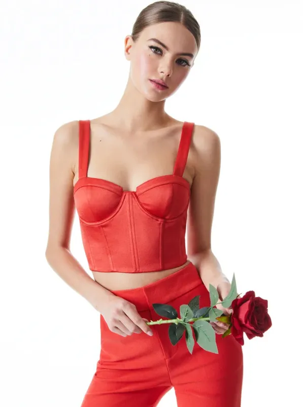Alice + Olivia - Jeanna Bustier Cropped Top - Bright Poppy sold by Jessie Boutique