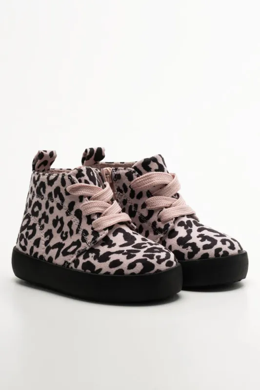 Leopard Print Hightop Sneaker Pink sold by Ackermas