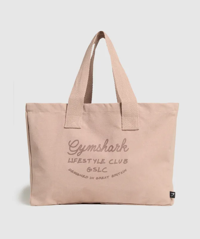 Gymshark Script Oversized Tote - Muted Pink sold by Gymshark