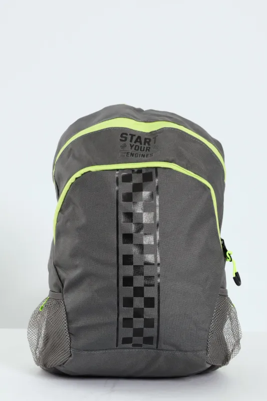 Boys Start Your Engines Backpack - Charcoal sold by Edgars 