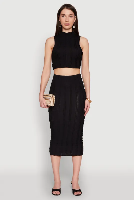 Textured Knit High Waisted Midi Skirt sold by Rainbow