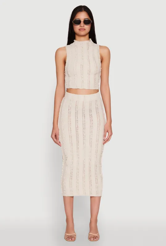 Textured Knit High Waisted Midi Skirt sold by Rainbow