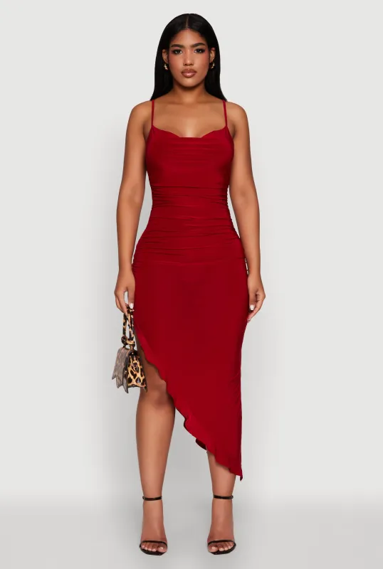 Haute Monde Cowl Neck Asymmetrical Dress sold by Rainbow