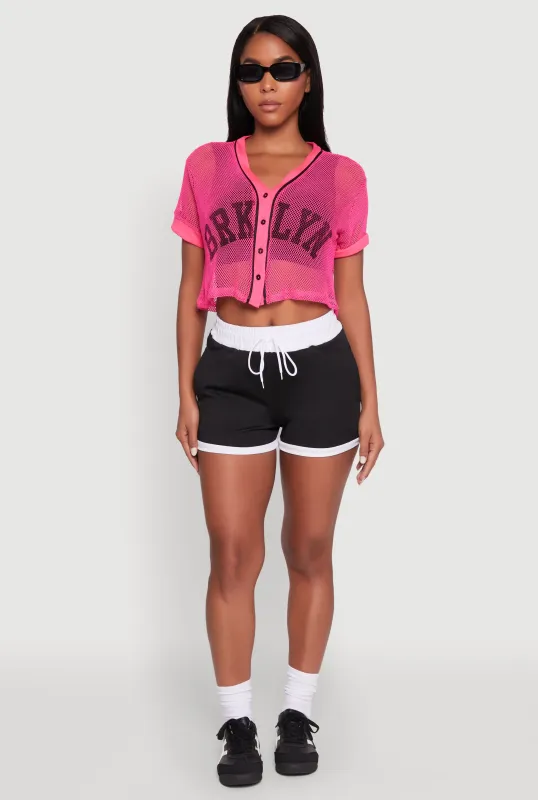 Fishnet Brklyn Graphic Cropped Baseball Tee sold by Rainbow