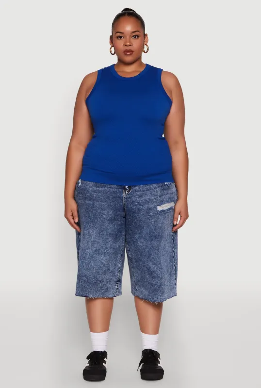 Plus Size Seamless Textured Knit Tank Top sold by Rainbow