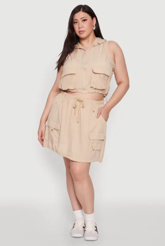 Plus Size Drawstring Waist Cargo Skirt sold by Rainbow