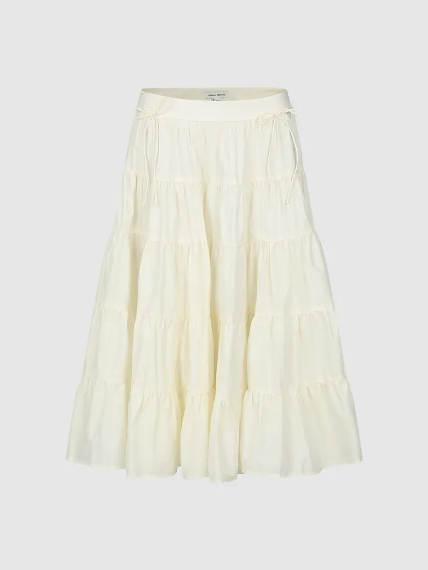 Tiered Midi A-Line Skirts sold by Urban Revivo