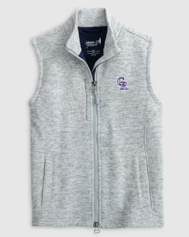 Colorado Rockies Denalis Jr. Performance Fleece Vest sold by Johnnie-O