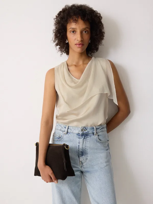Silk Trim Drape Top | Cream sold by Jigsaw