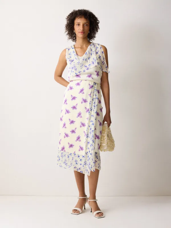 Lily Silk Trim Drape Top | Purple sold by Jigsaw