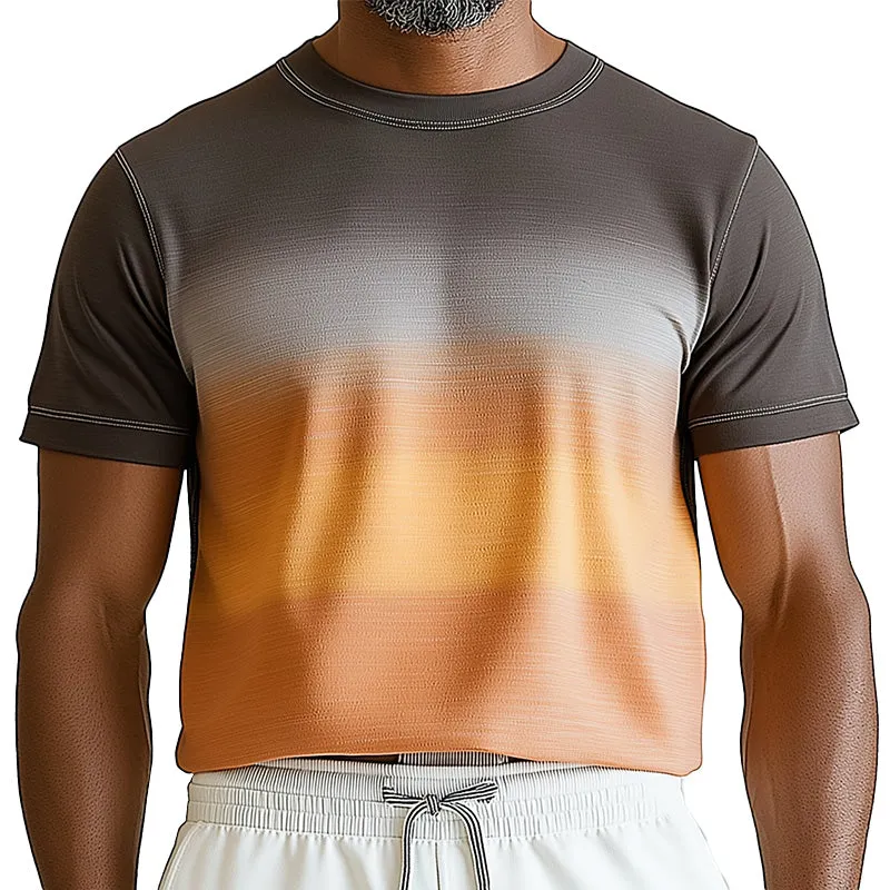 Men's Summer Fashion Classic Contrast Gradient Short-Sleeved T-Shirt MTA2181E9P sold by Manly