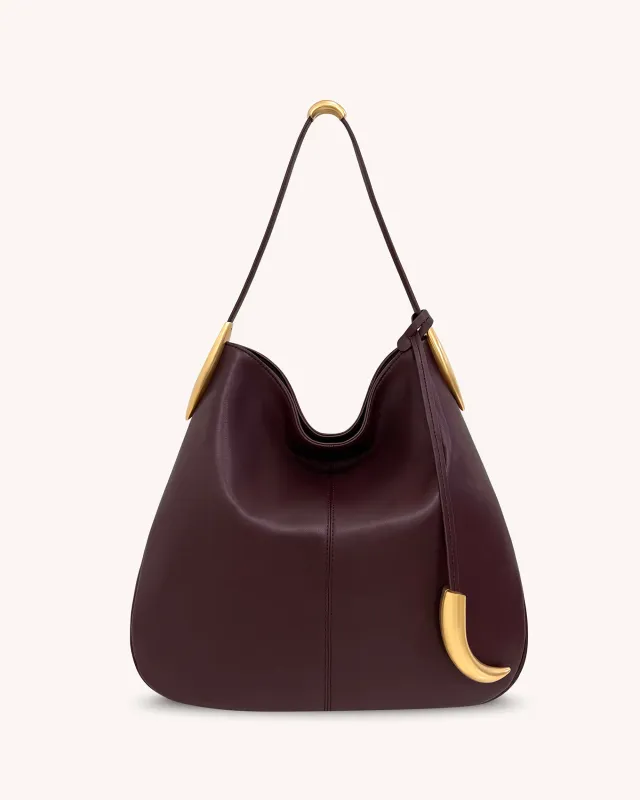 Nina Metal Charm Hobo Bag - Burgundy sold by JW PEI