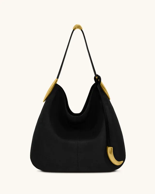Nina Metal Charm Hobo Bag - Black sold by JW PEI