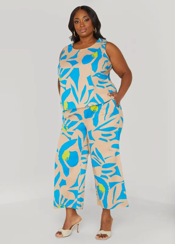 Cropped Floral Print Pants sold by Ashley Stewart