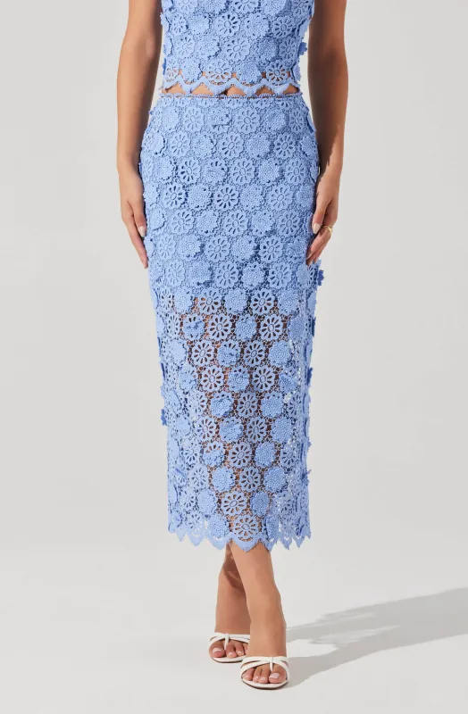Jonae Crochet Lace Midi Skirt sold by Astr