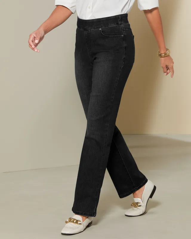Appleseeds Women's Slimtacular® Dream Jeans Straight Leg - Black - 18P - Petite Short sold by Buff