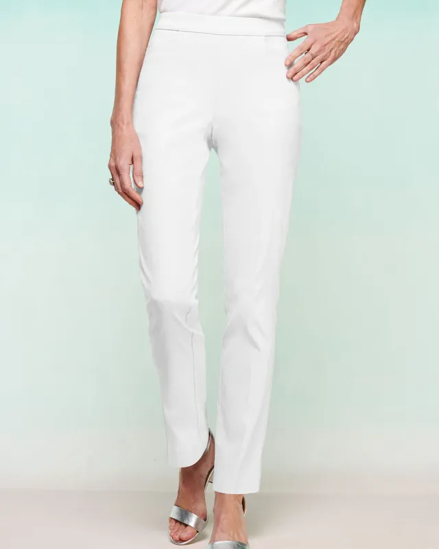 Appleseeds Women's Slimtacular® Textured Tapered Pants - White - PL - Petite Short sold by Buff