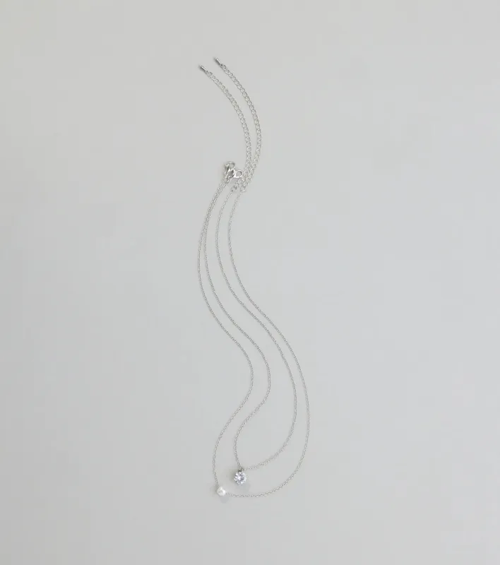 All About Luxe Pearl Cubic Zirconia Charm Necklace sold by Windsor
