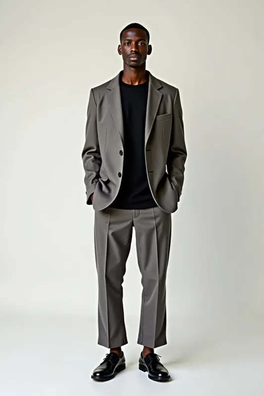 Grey 2 Piece Notched Lapel Men's Suits sold by Zapaka