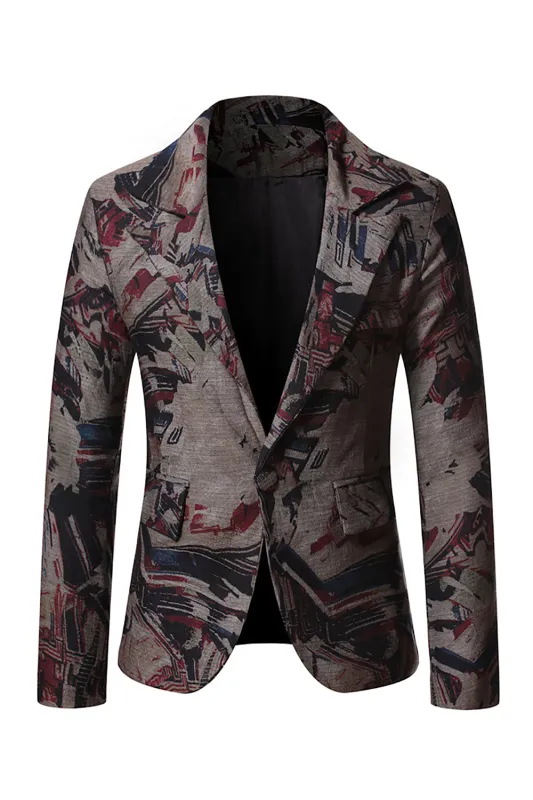 Men's Dark Coffee Notched Lapel Blazer with with Pockets sold by Zapaka