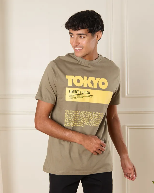 Men Green Graphic T-Shirt sold by Redtag