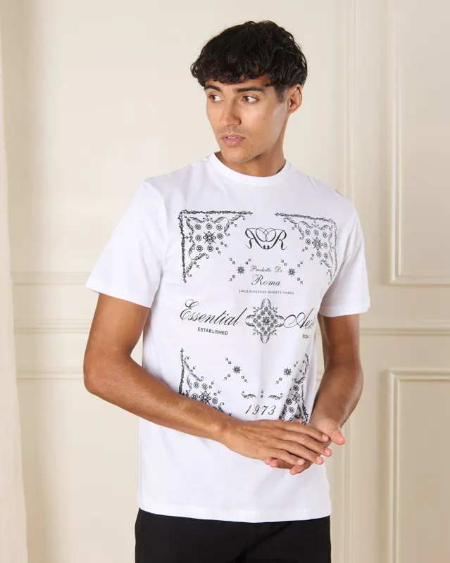 Men White Short Sleeved T-Shirt sold by Redtag
