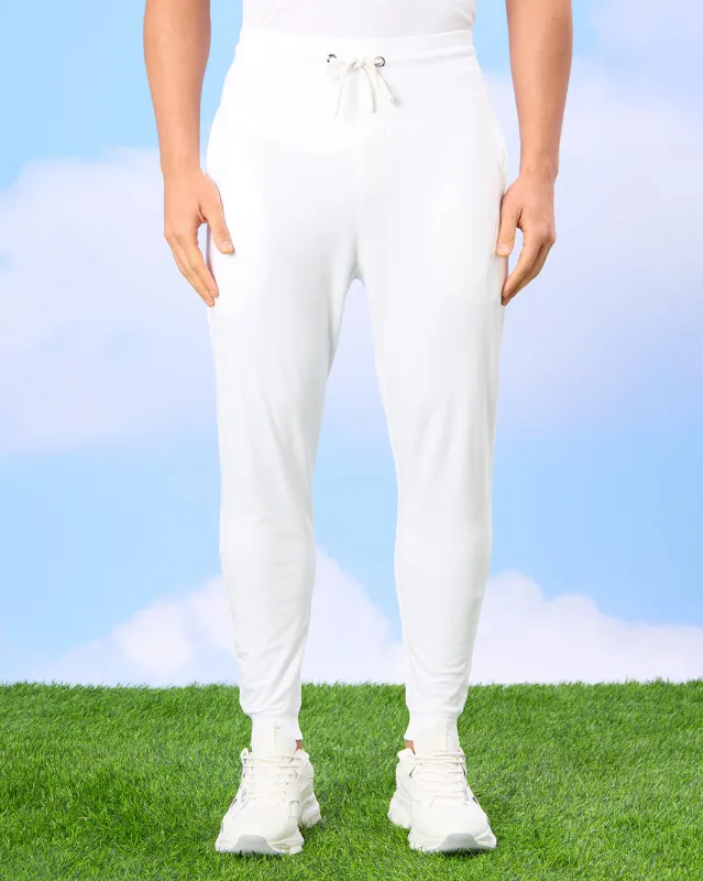 Men White Solid Active Pants sold by Redtag