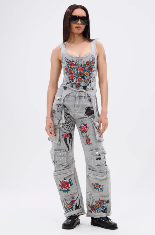 ARBOREAL DENIM CARGO PANTS sold by AKIRA