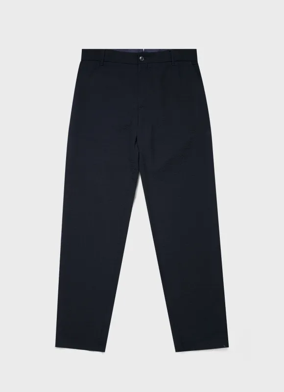 Men's Seersucker Wool Trouser in Navy sold by Sunspel
