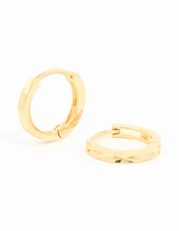 Gold Plated Sterling Silver Diamond Style Cut Huggie Earrings sold by lovisa