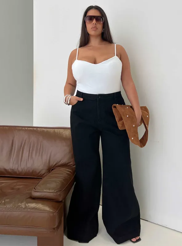 Goldie High Wide Jean True Black Curve sold by Princess Polly