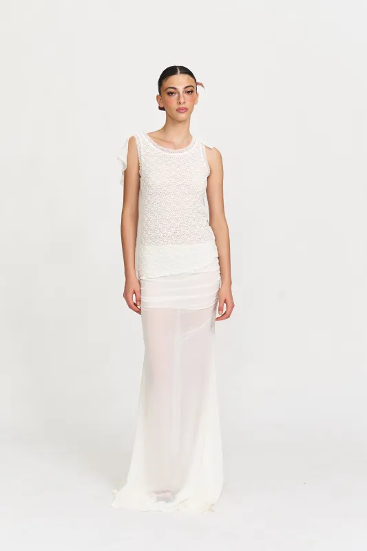Faith Lace Reversible Tank Top in White sold by PANN