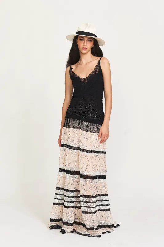 Jasmine Lace Maxi Skirt in Pink sold by PANN