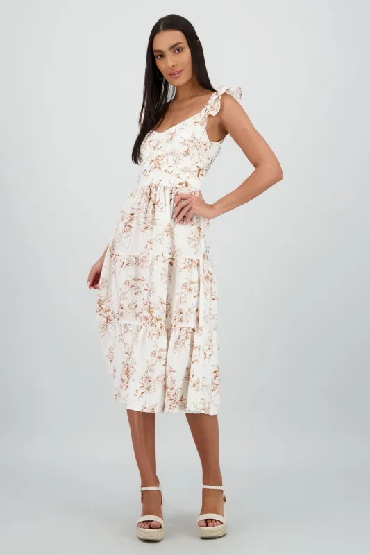 Vestido midi detalle olanes estampado flores sold by Shasa